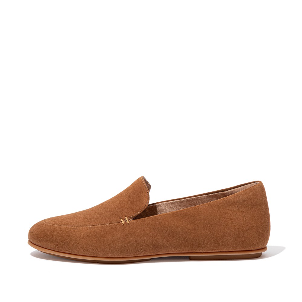 Fitflop Womens Loafers Brown - Lena Suede - 61YGFQJTI